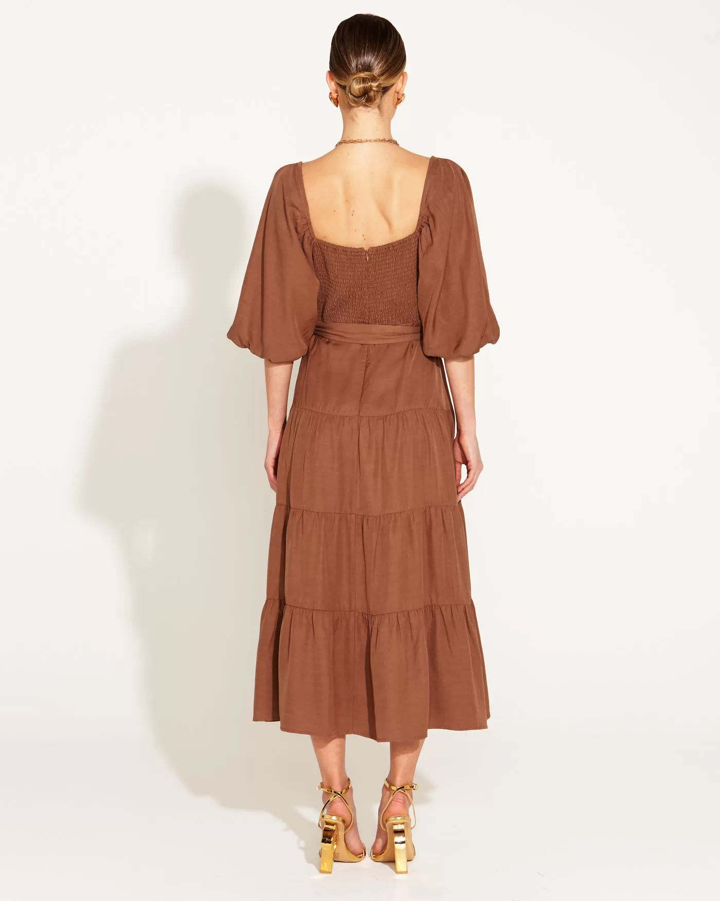 FB One and Only Tiered Midi Dress - Mocha