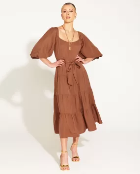 FB One and Only Tiered Midi Dress - Mocha