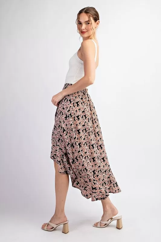 FINAL SALE - Black Floral Skirt