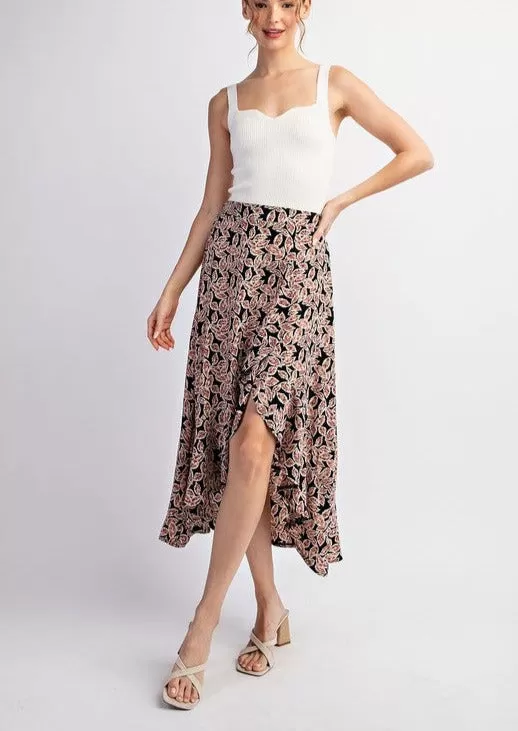 FINAL SALE - Black Floral Skirt