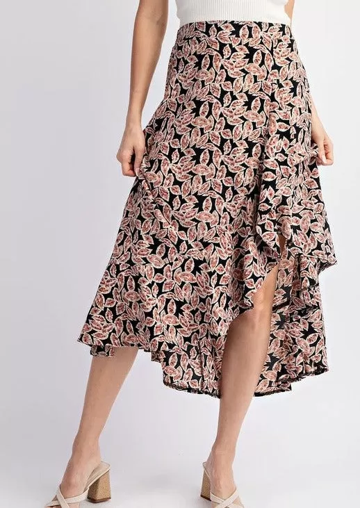 FINAL SALE - Black Floral Skirt