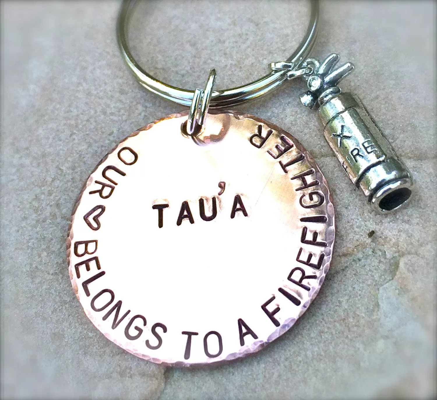 Firefighter Keychain, Our Heart Belongs To A Firefighter, Personalized Firefighter Gift, Firefighter Gift, natashaaloha