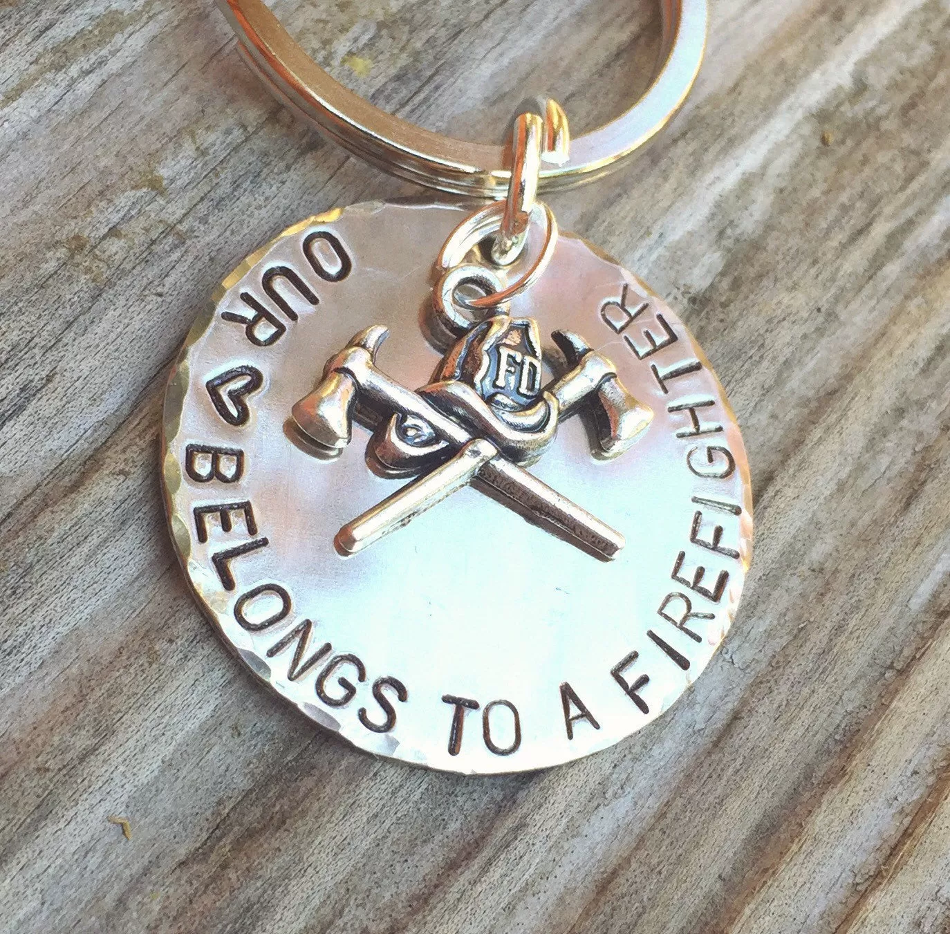 Firefighter Keychain, Our Heart Belongs To A Firefighter, Personalized Firefighter Gift, Firefighter Gift, natashaaloha