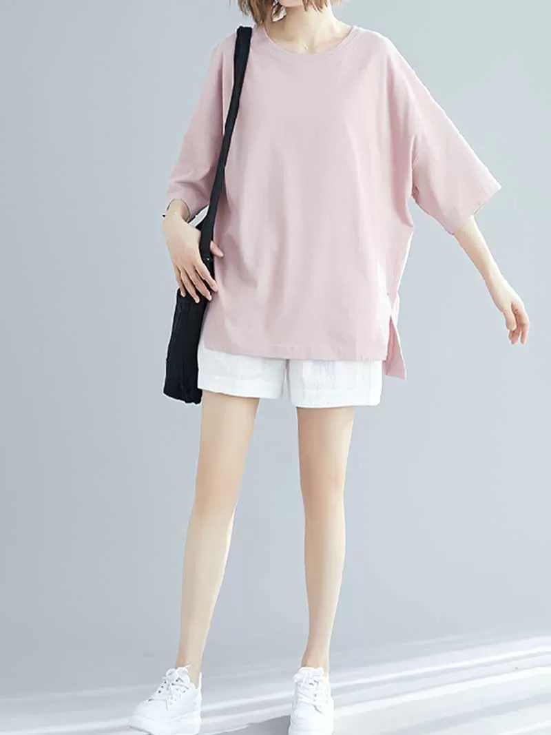 Foggy Day Round Neck Plain Top