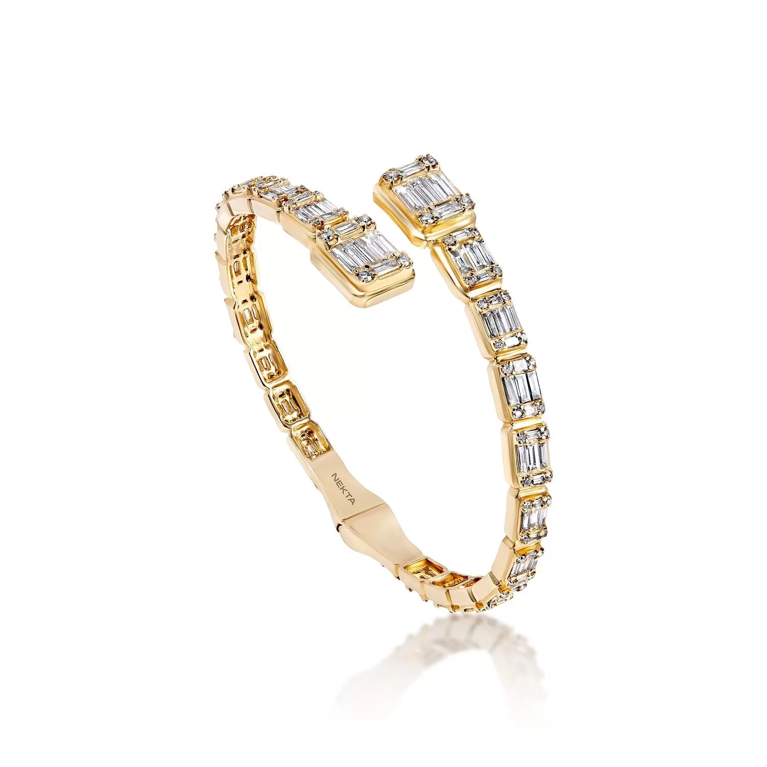 Francis 5 Carat Combine Mix Shape Diamond Bangle Bracelet in 14k Yellow Gold