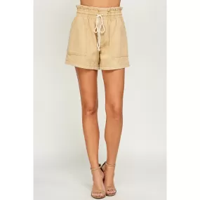 Front Tie Paperbag Waist Shorts