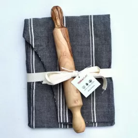 Full Apron and Olive Wood Rolling Pin Gift