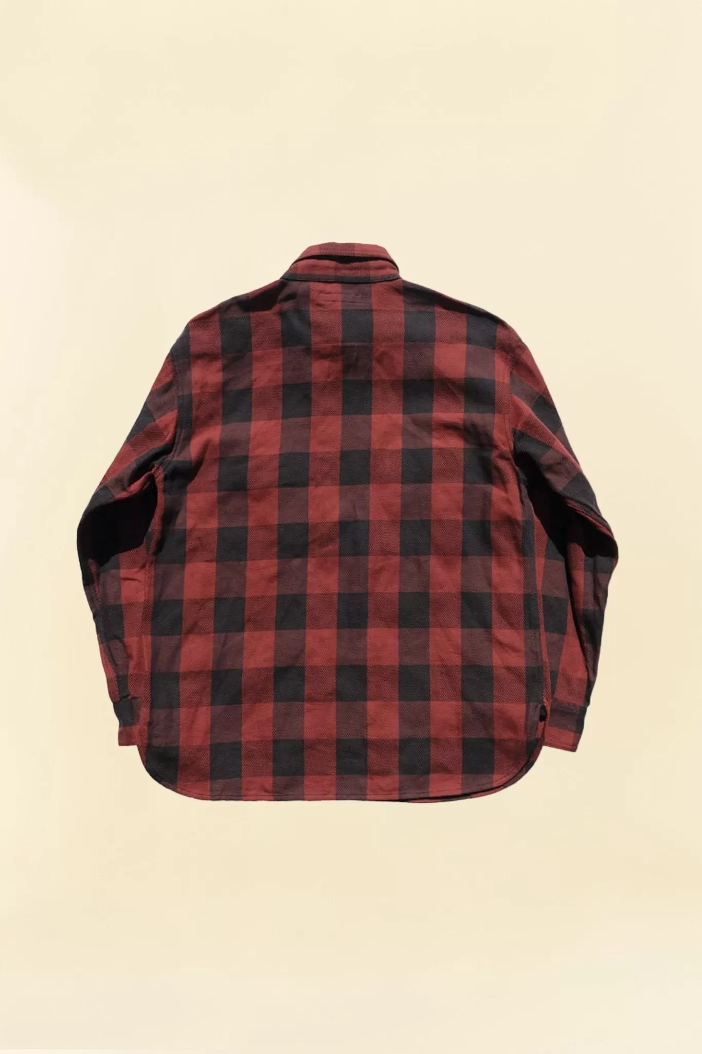 Fullcount Half Zip Pullover Classic Buffalo Check Flannel Shirt - Burgundy