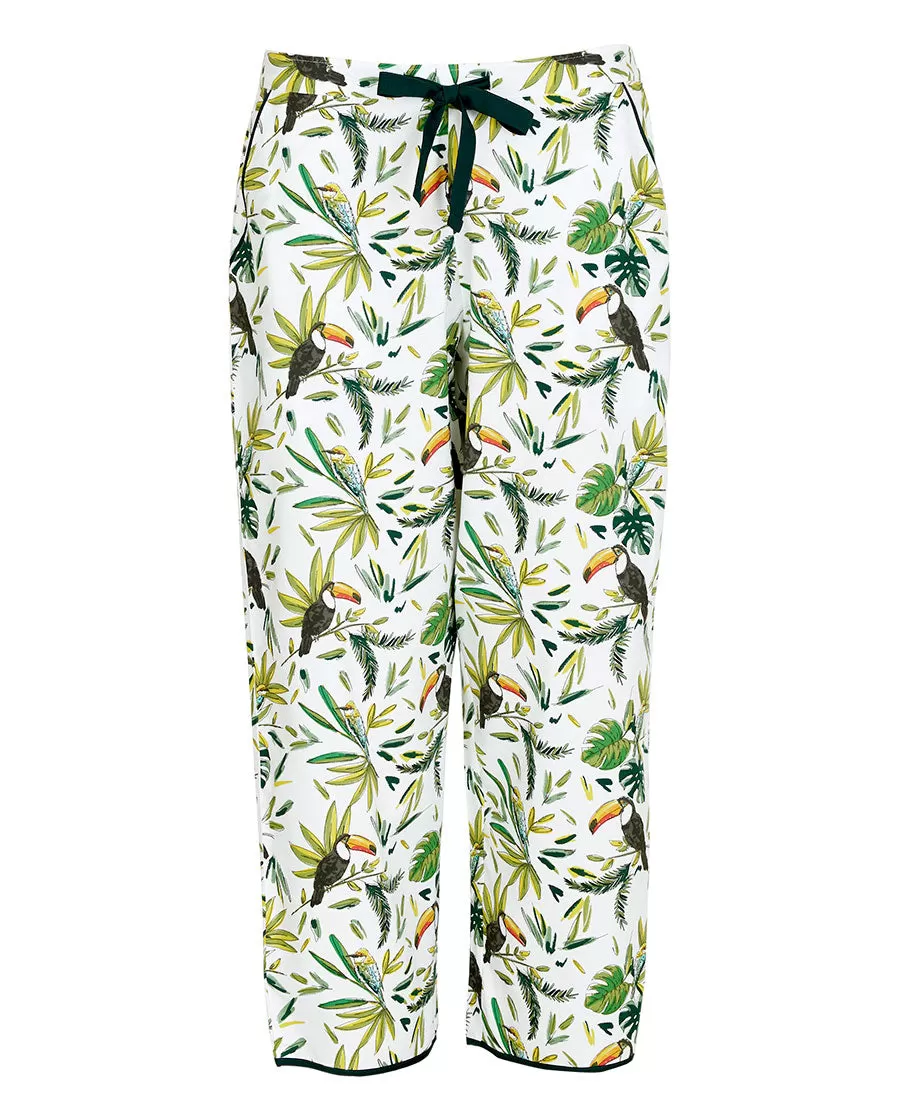 Gabrielle Toucan Printed Jersey Cropped Pyjama Bottoms