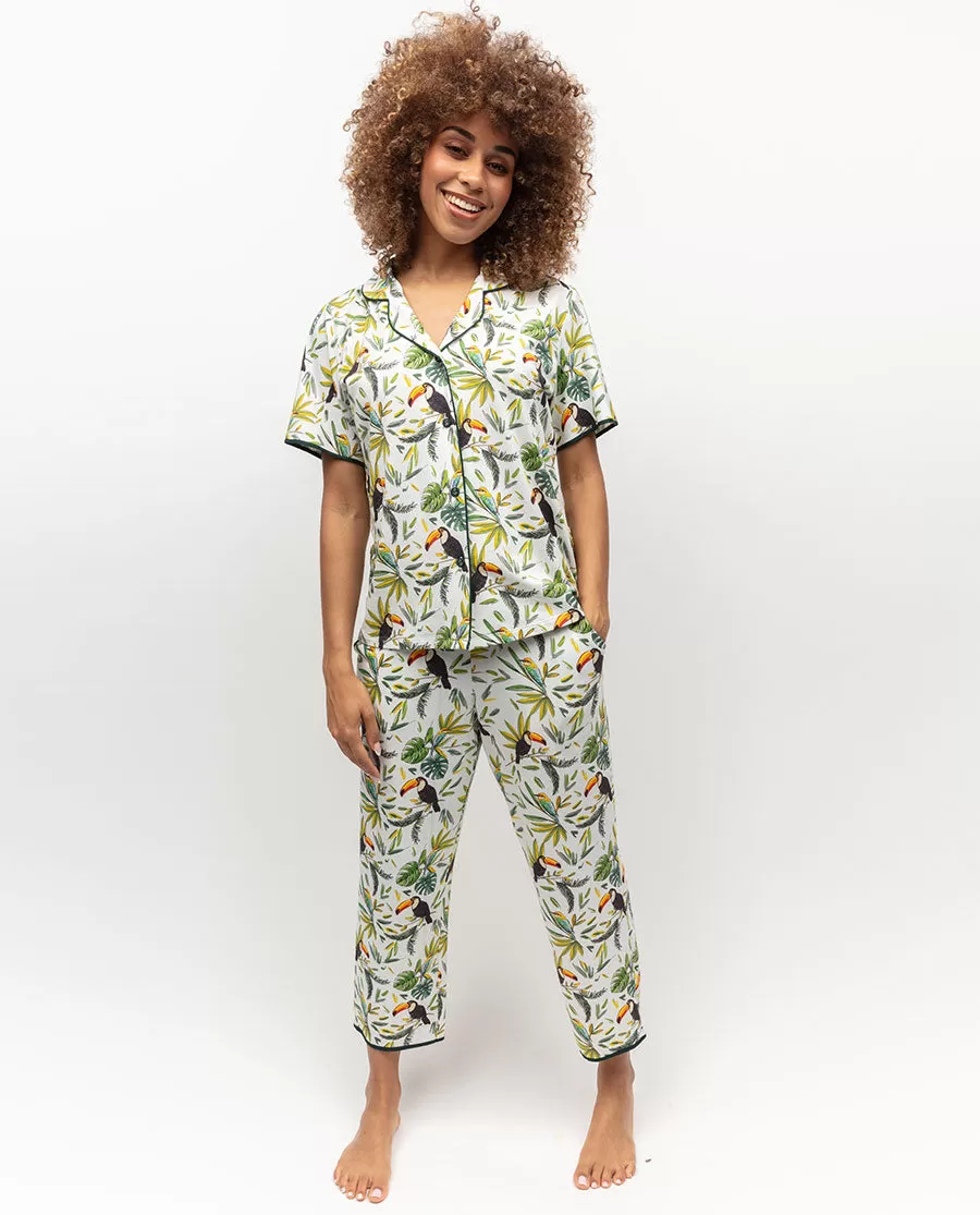 Gabrielle Toucan Printed Jersey Cropped Pyjama Bottoms