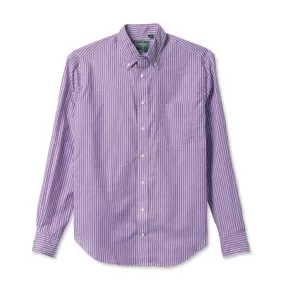 Gitman Bros Purple Cotton/Linen Cabana Stripe Shirt