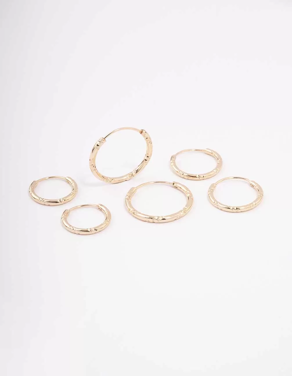 Gold Skinny Bamboo Hoop Earring 3-Pack