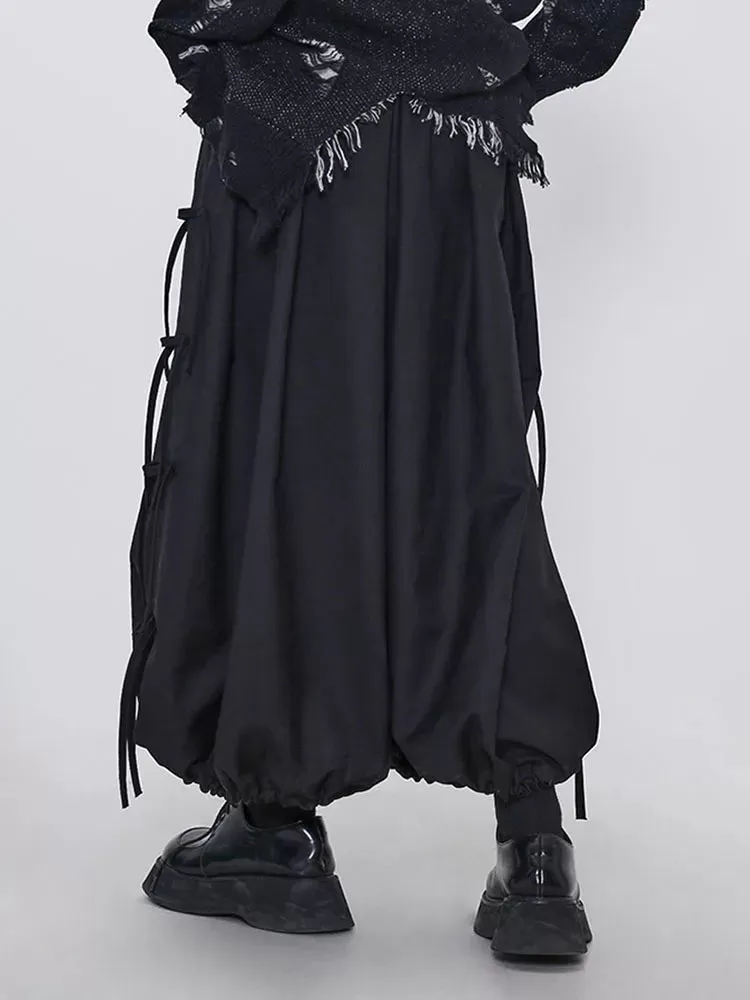 Gothic Style Balloon Fit Trousers with Lace-Up Decoration