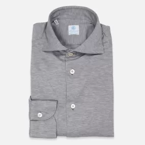 Grey Cotton Jersey Cutaway Shirt