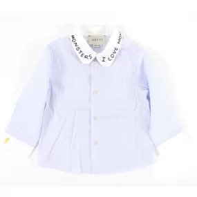 Gucci Baby I Love Monsters Pinstripe Shirt - 9/12 M