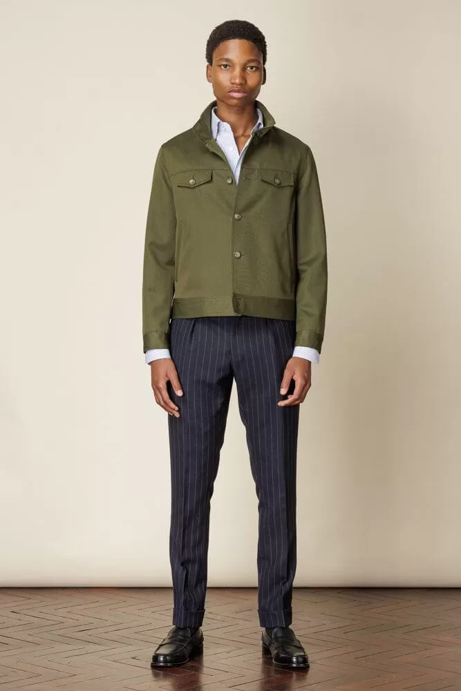 Harrington Jacket - Olive Wool Gabardine