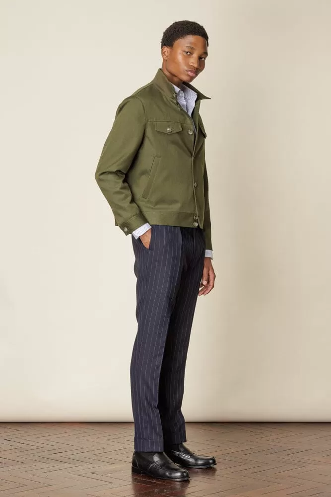 Harrington Jacket - Olive Wool Gabardine