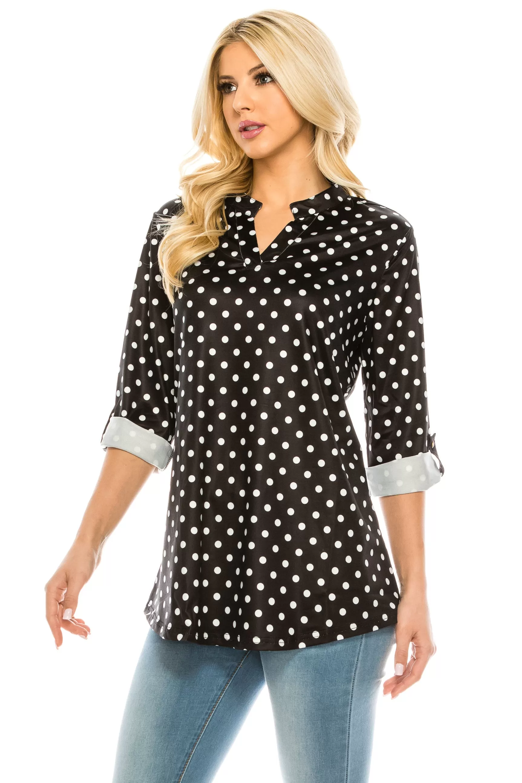 Haute Edition Women's 3/4 Sleeve Tunic Tops S-3X. Plus size available.