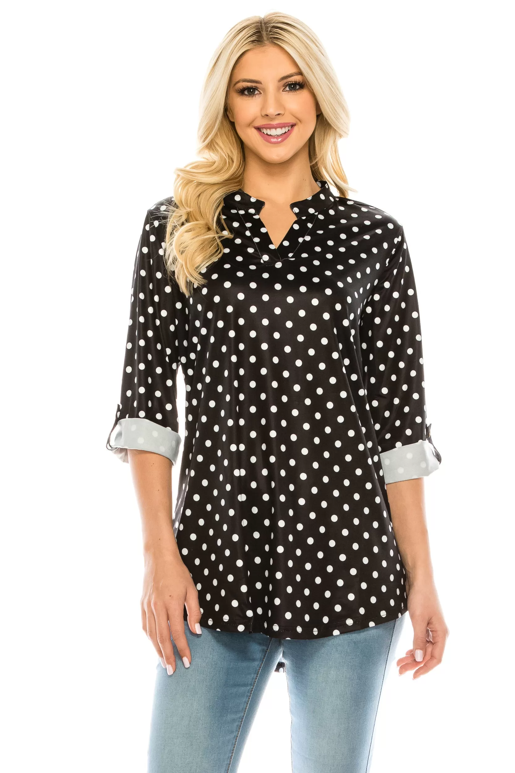 Haute Edition Women's 3/4 Sleeve Tunic Tops S-3X. Plus size available.