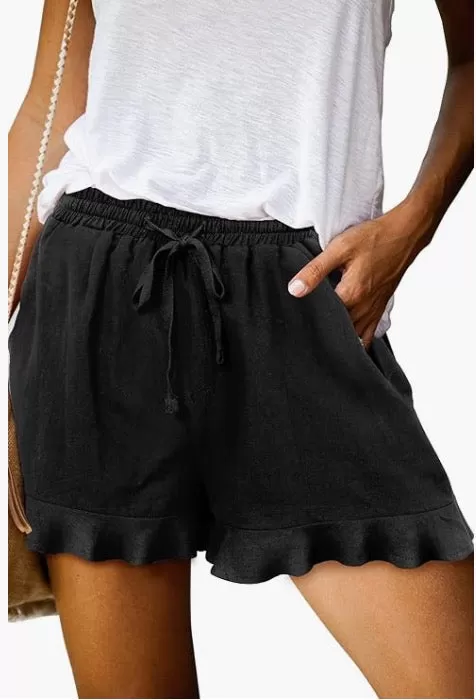 Heather Cotton Shorts | Black