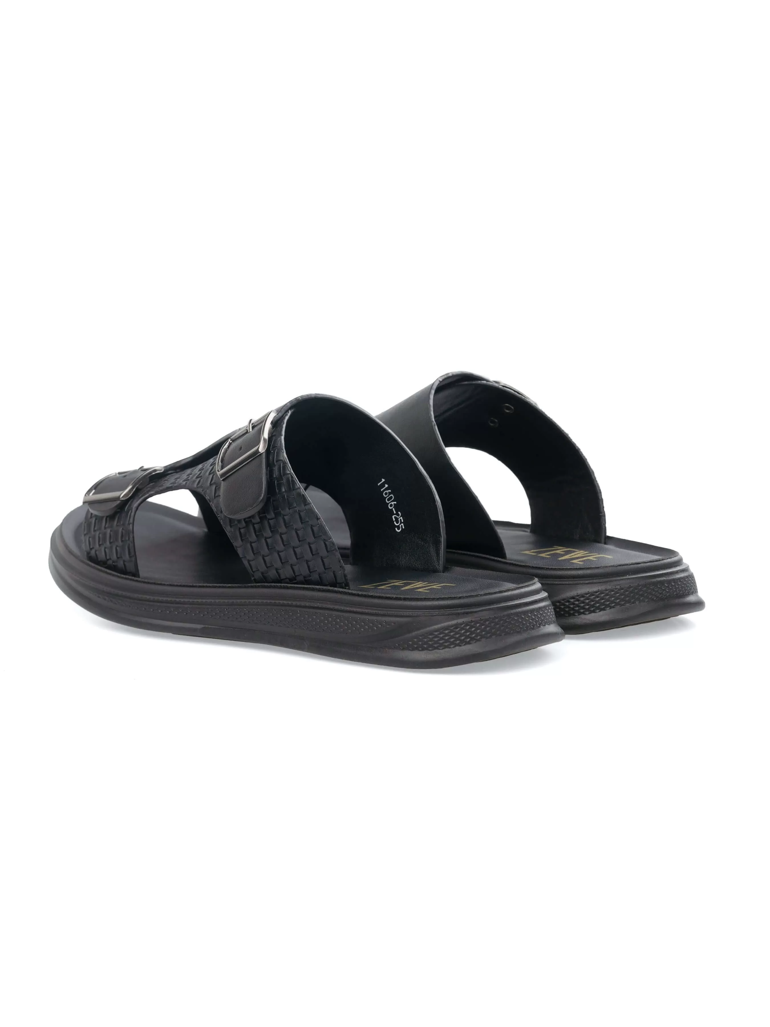 Hendrix Double Strap Woven Sandal - Black (Cloud Sole)