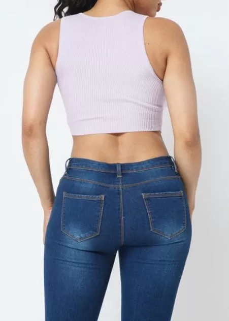 Hera Collection Diagonal Lace Crop Top (Light Purple) 22487