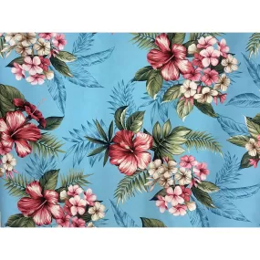 Hibiscus Print Cotton Fabric | Blue