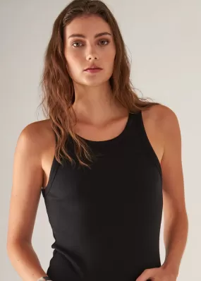 HIGH NECK RIBBED CREW TANK (BLACK) - PATRICK ASSARAF