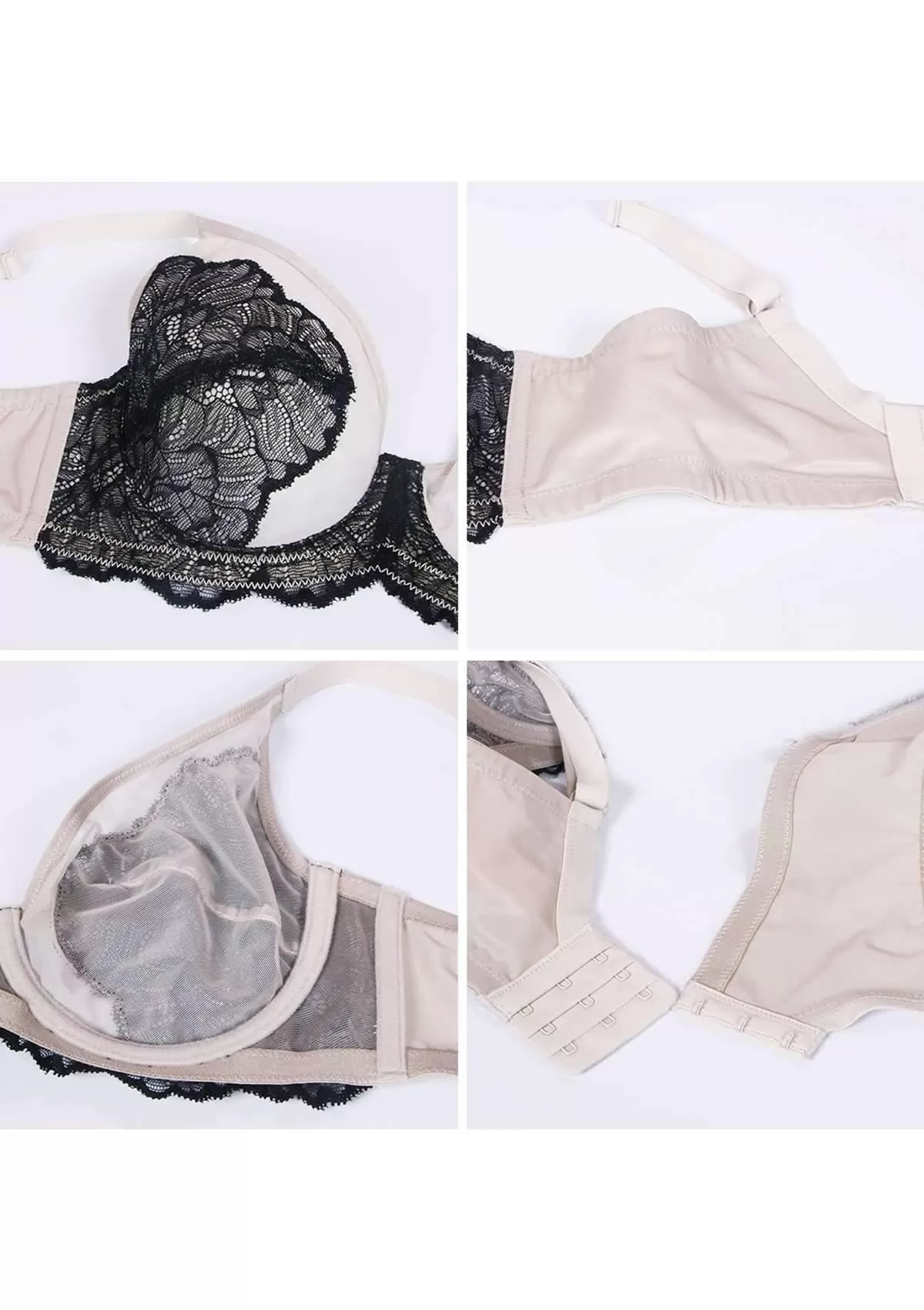 HSIA Blossom Black Unlined Lace Bra