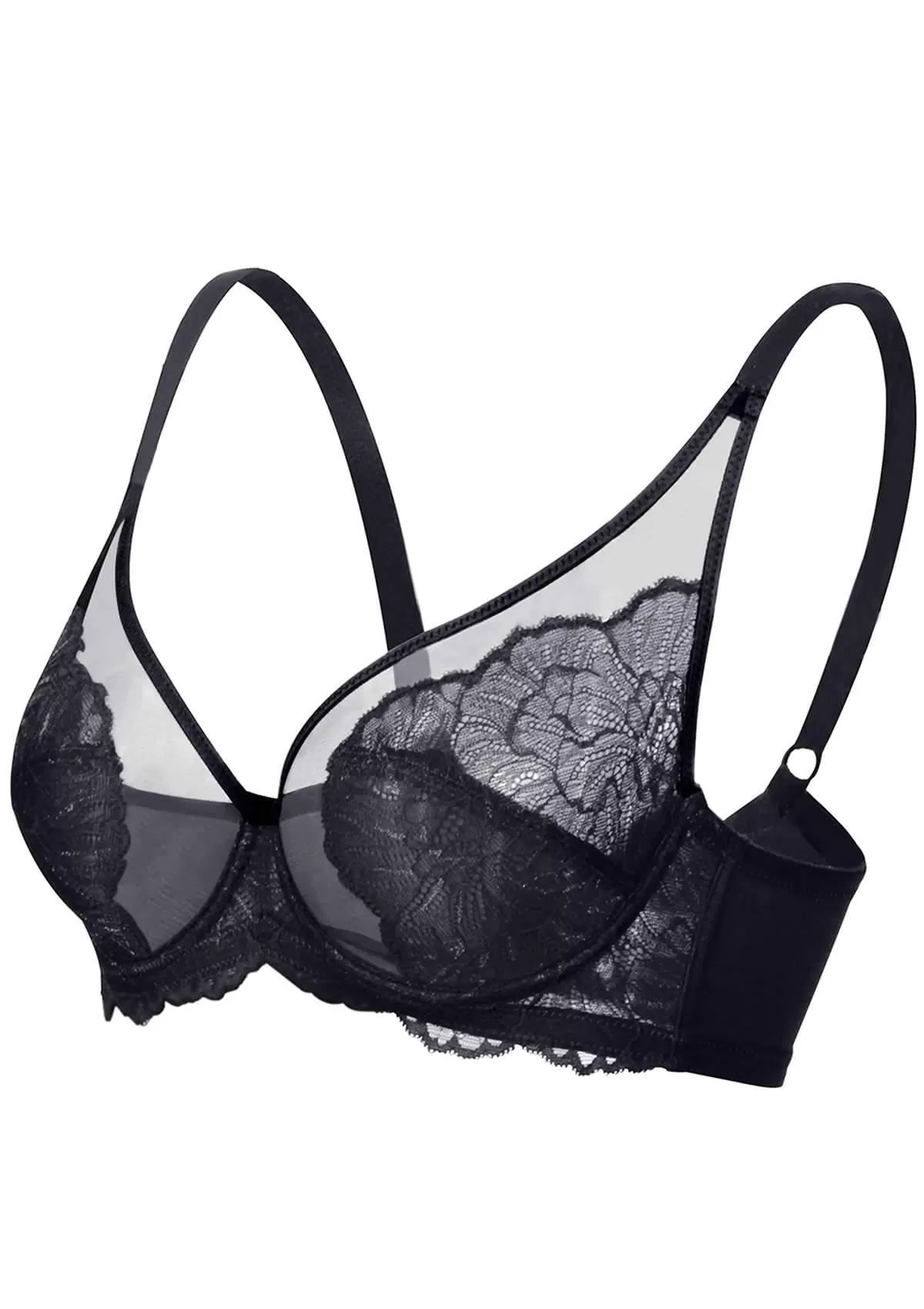 HSIA Blossom Black Unlined Lace Bra