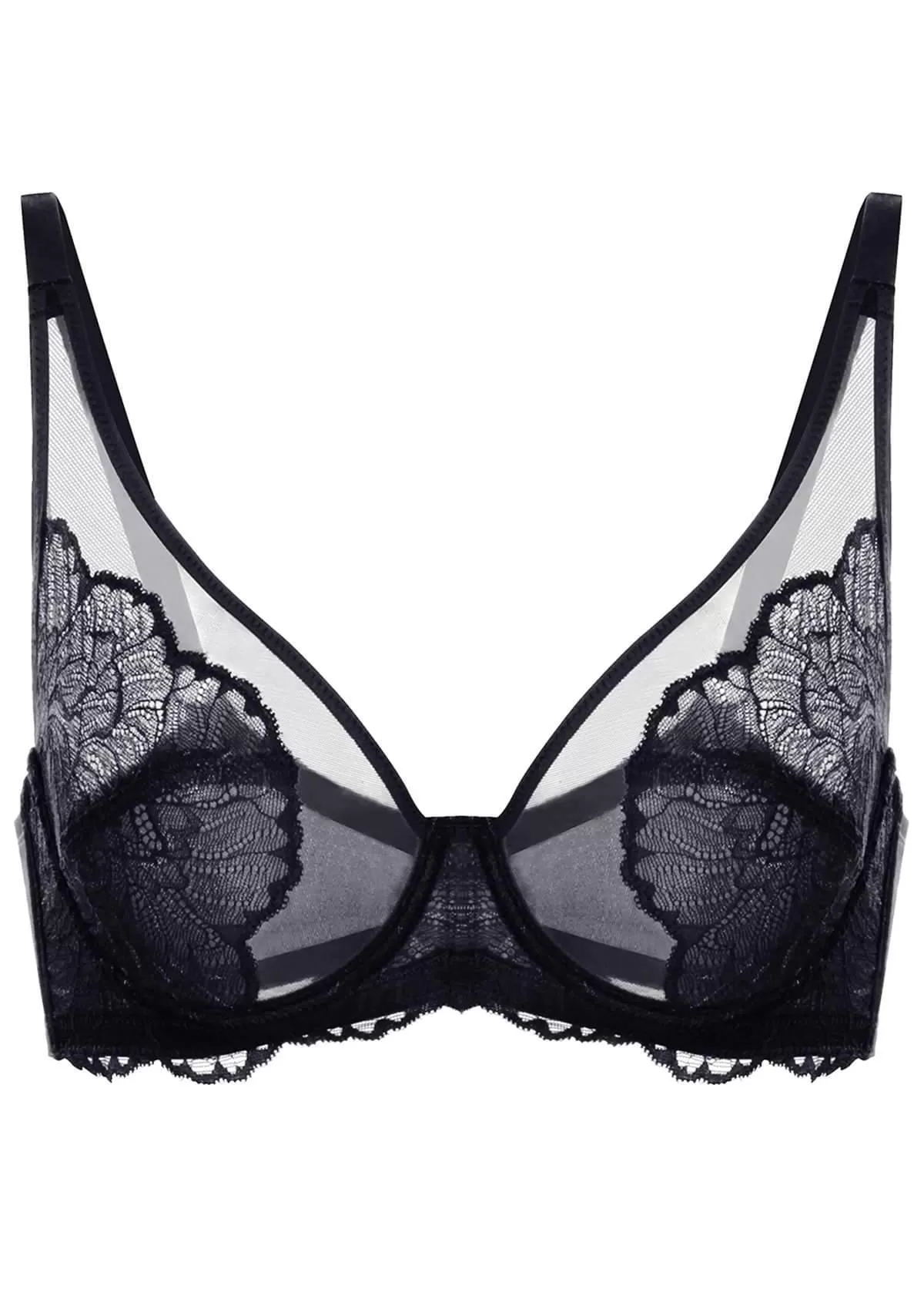 HSIA Blossom Black Unlined Lace Bra