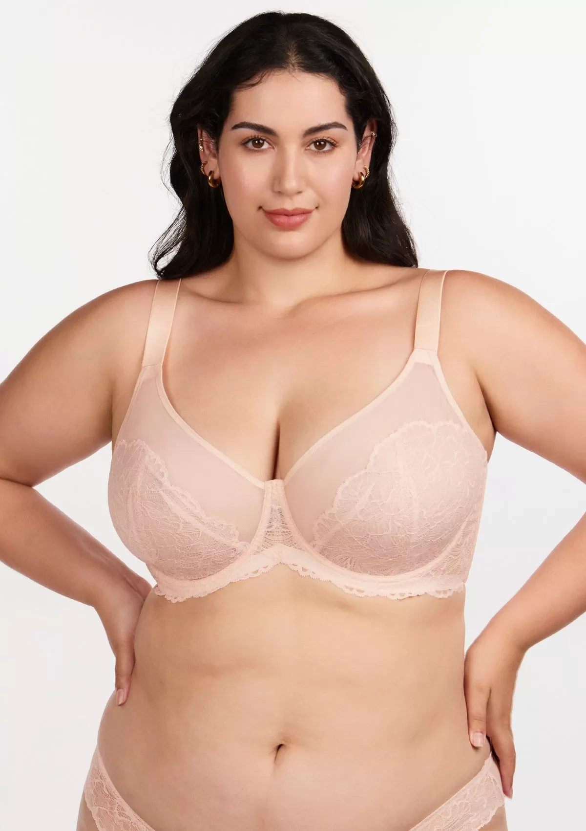 HSIA Blossom Pink Unlined Lace Bra