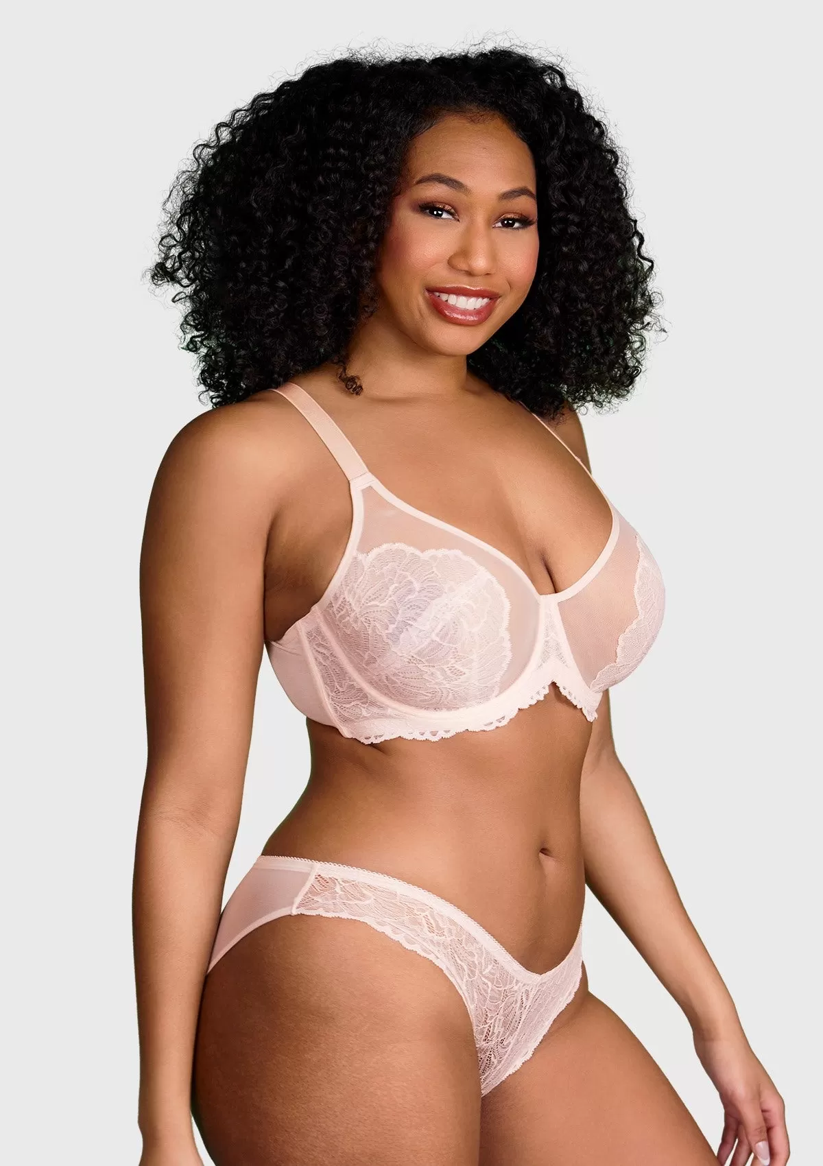 HSIA Blossom Pink Unlined Lace Bra