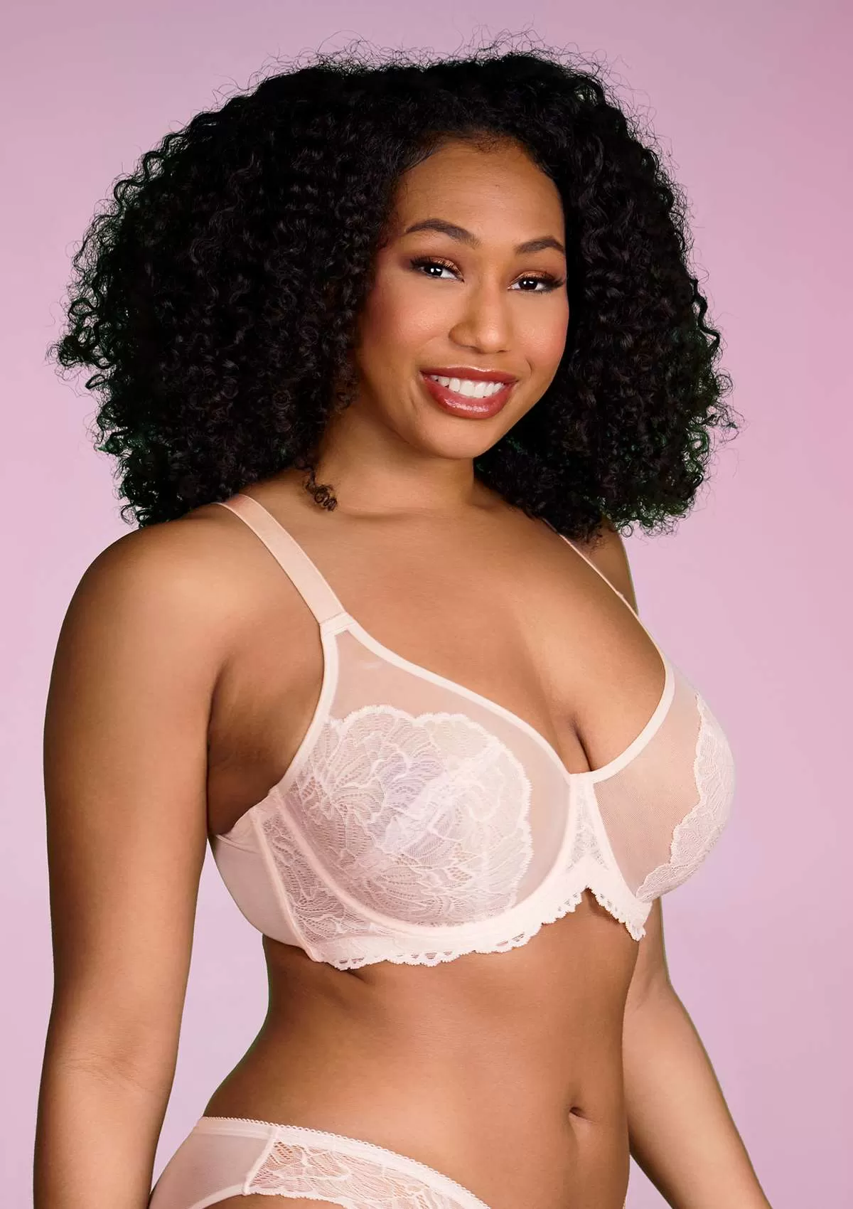 HSIA Blossom Pink Unlined Lace Bra