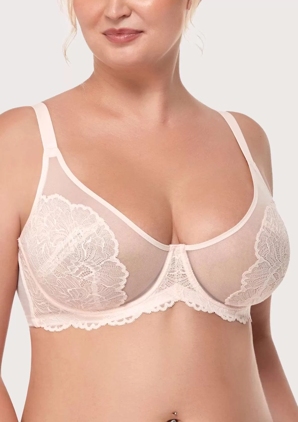 HSIA Blossom Pink Unlined Lace Bra