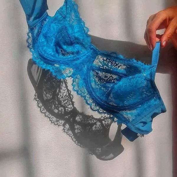 HSIA Horizon Blue Sunflower Underwire Lace Bra