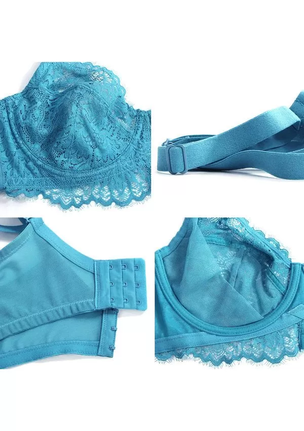 HSIA Horizon Blue Sunflower Underwire Lace Bra