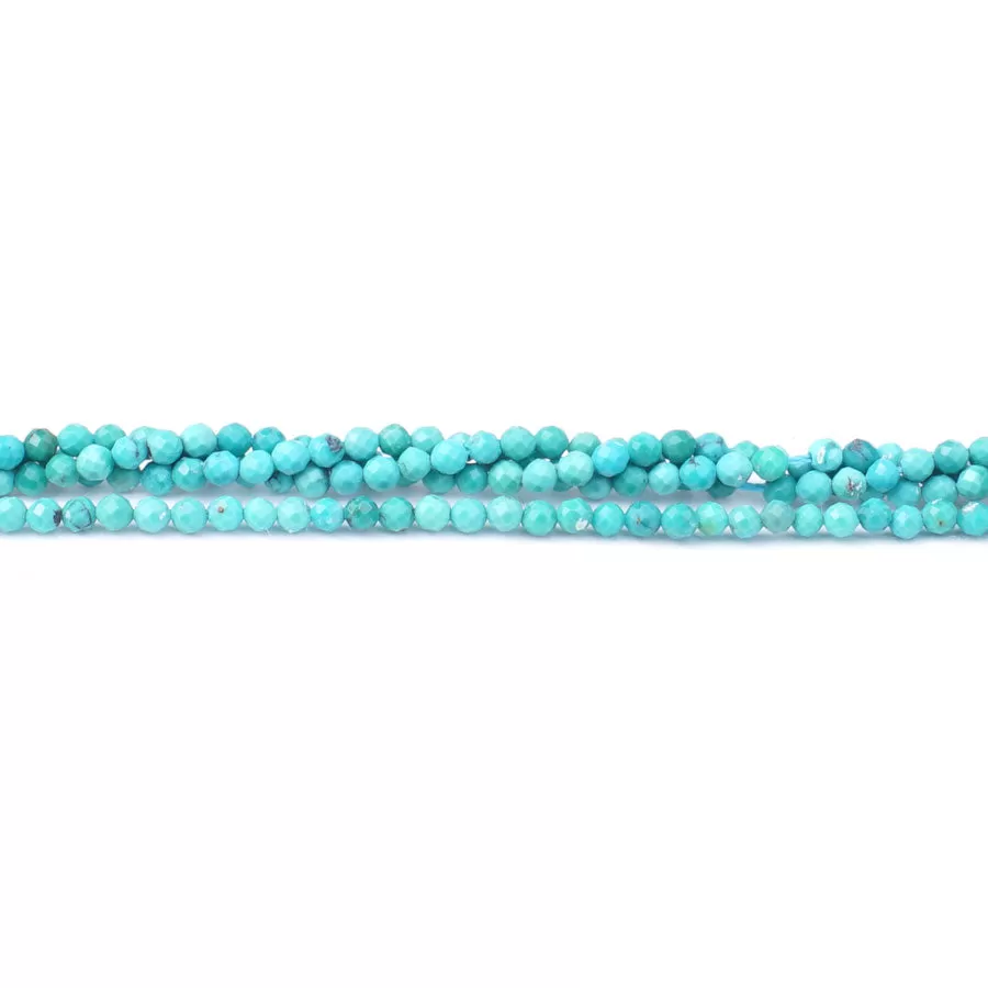 Hubei Turquoise 2mm Microfaceted Round Blue Green - Limited Editions - 15-16 inch