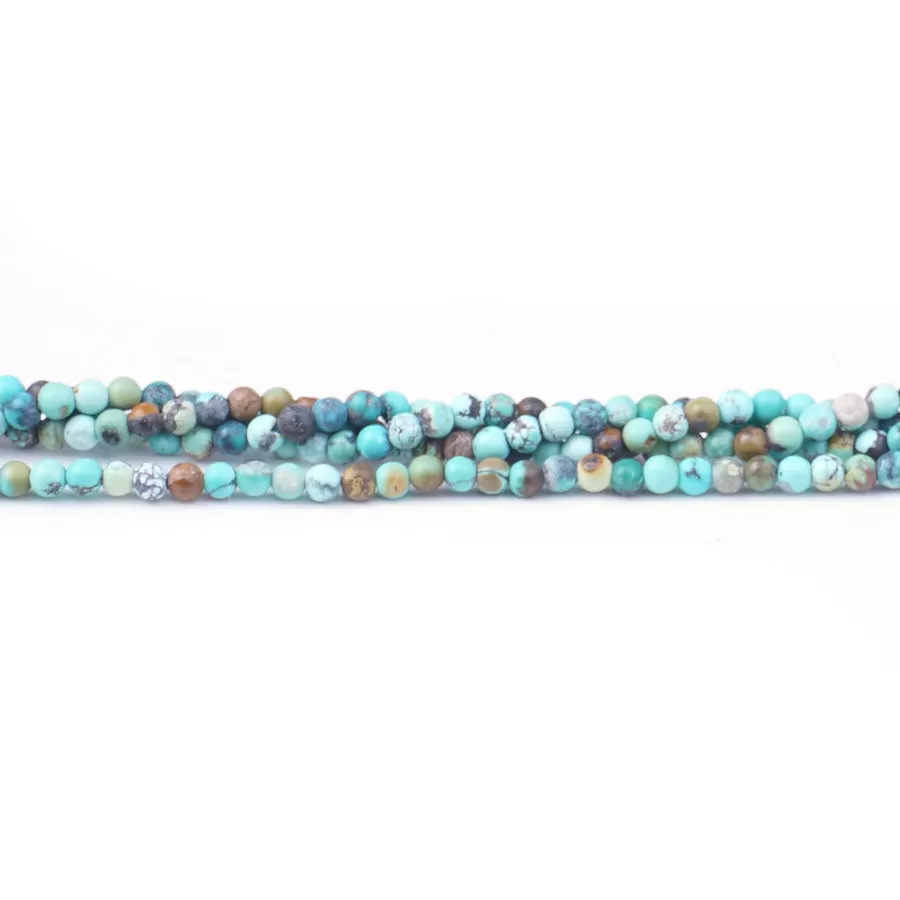 Hubei Turquoise 2mm Round Light Blue Matrix - Limited Editions - 15-16 inch