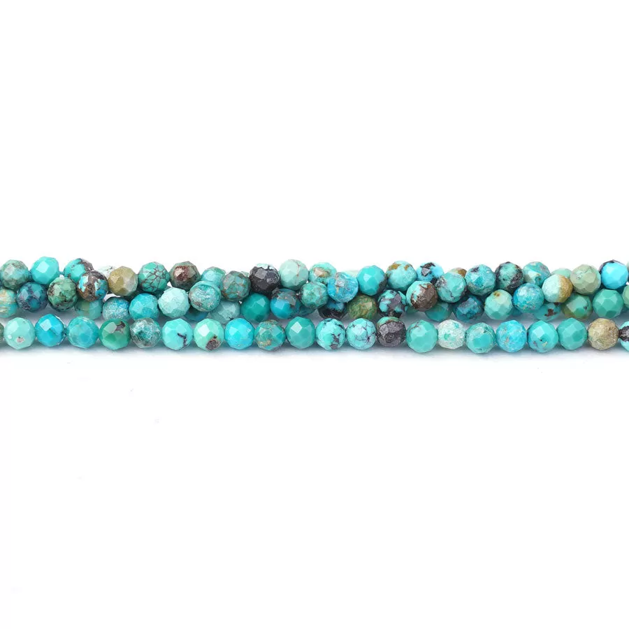 Hubei Turquoise 3mm Light Blue Round Faceted A Grade - 15-16 Inch