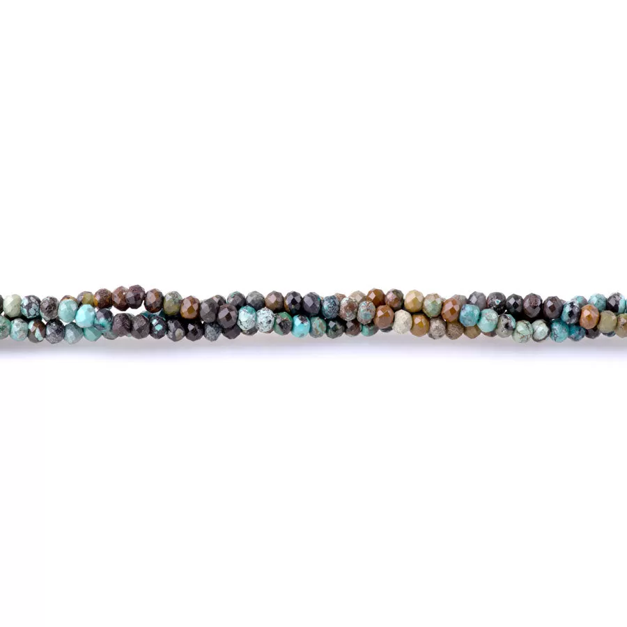 Hubei Turquoise Blue/Brown/Black 3x4mm Rondelle Faceted - 15-16 Inch