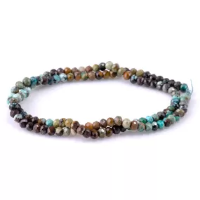 Hubei Turquoise Blue/Brown/Black 3x4mm Rondelle Faceted - 15-16 Inch