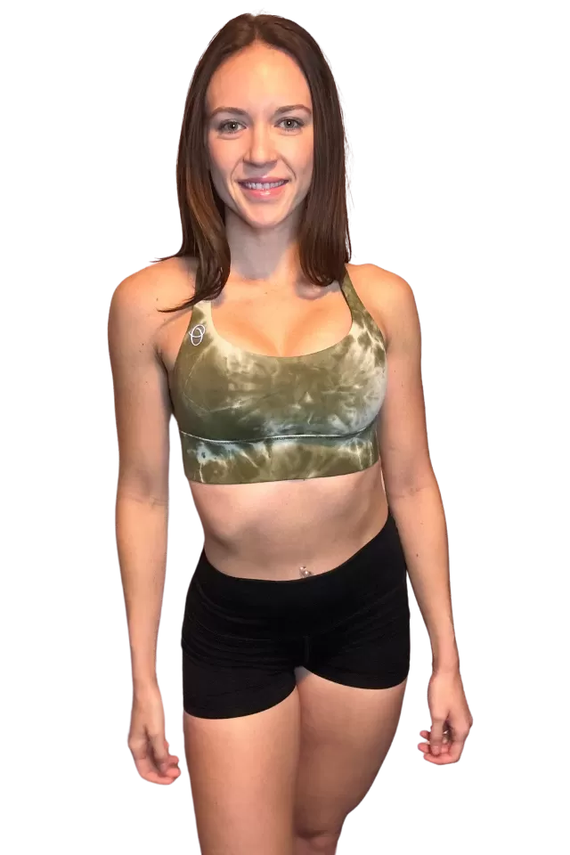 Imperial Ink Green Marble Sports Bra