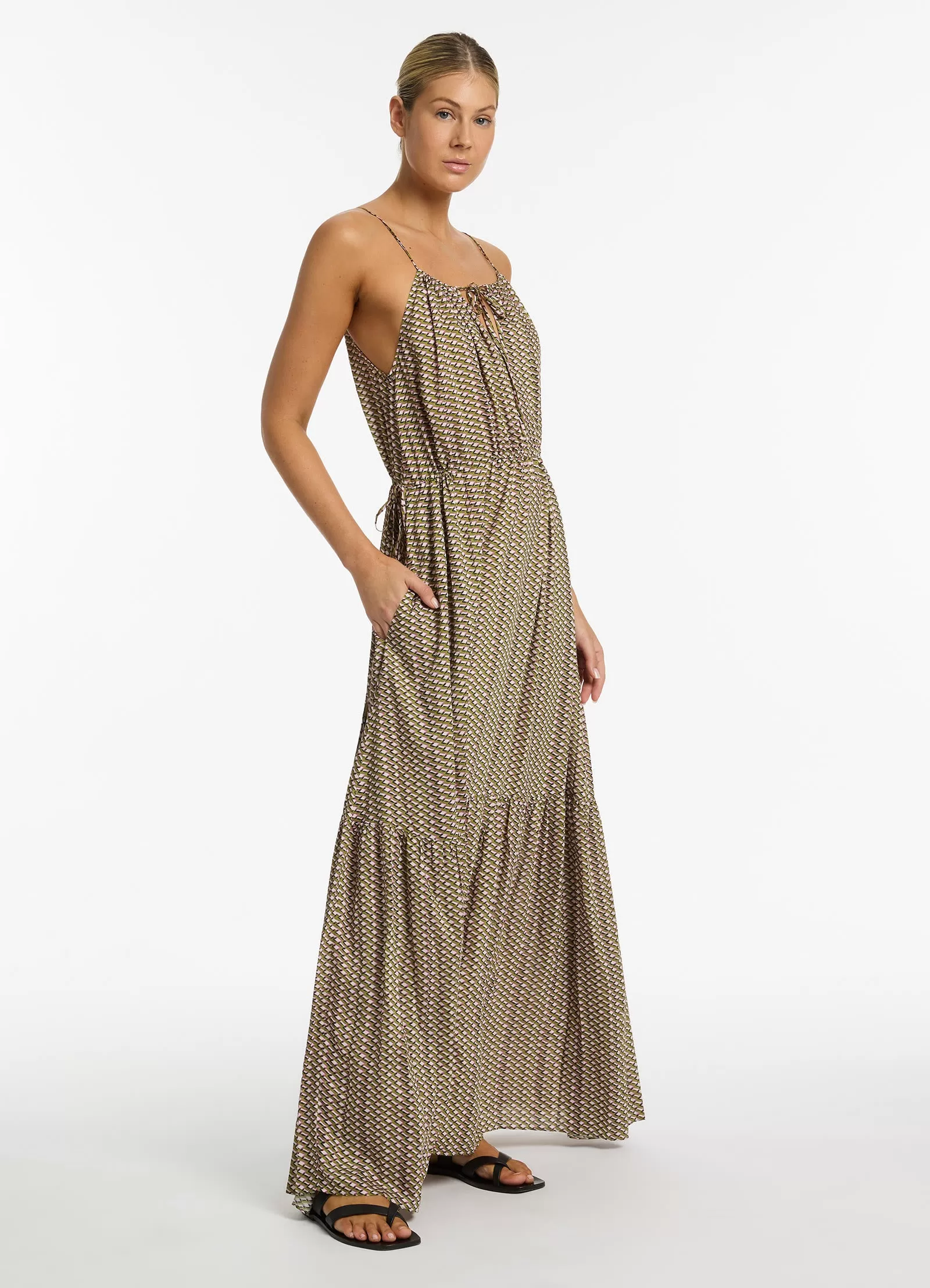 Infinity Drawcord Maxi Dress - Kelp