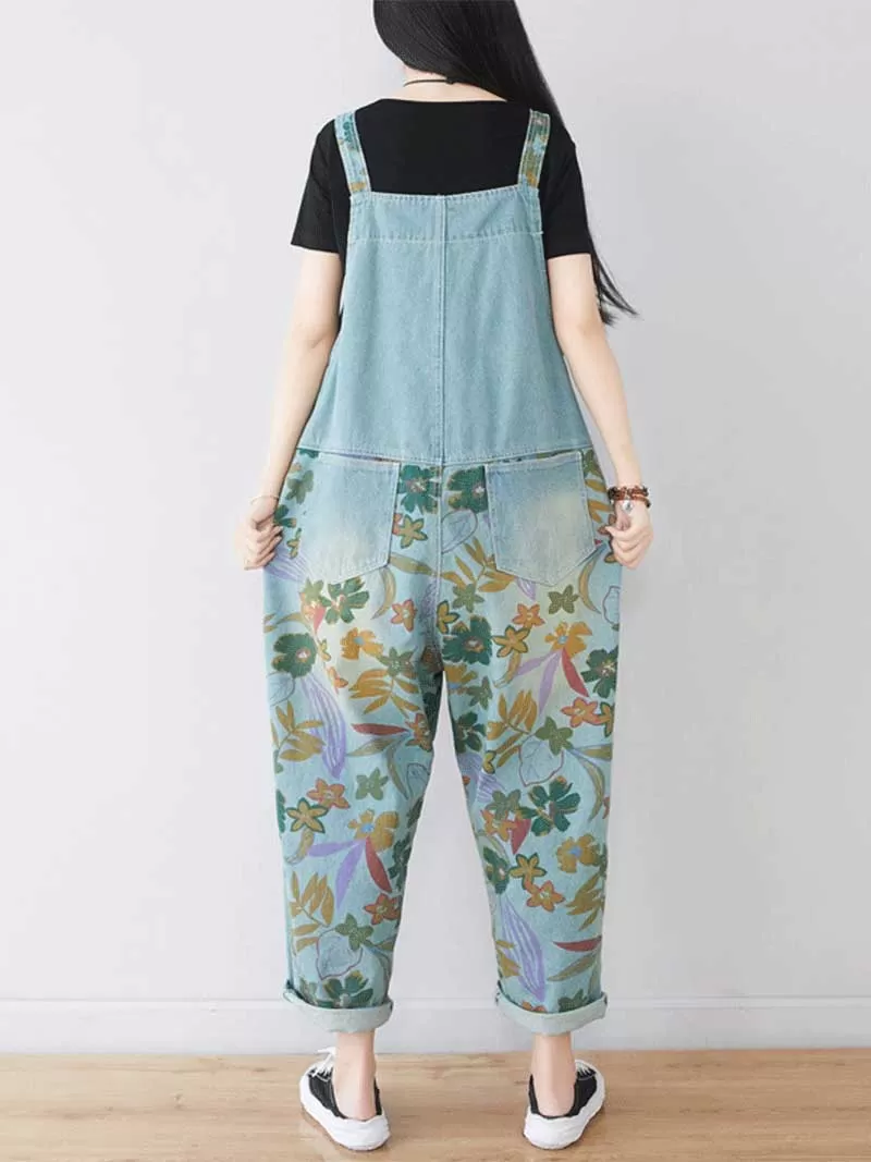 It’s My Life Flower Printed Denim Overall Dungarees