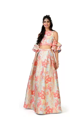 JAMANI Floral Palm Lehenga Skirt