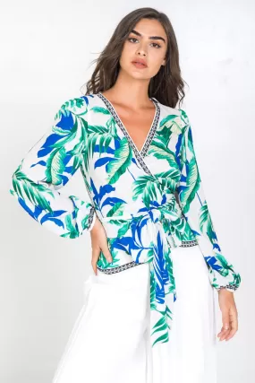 Jt8877 Printed wrap shirt