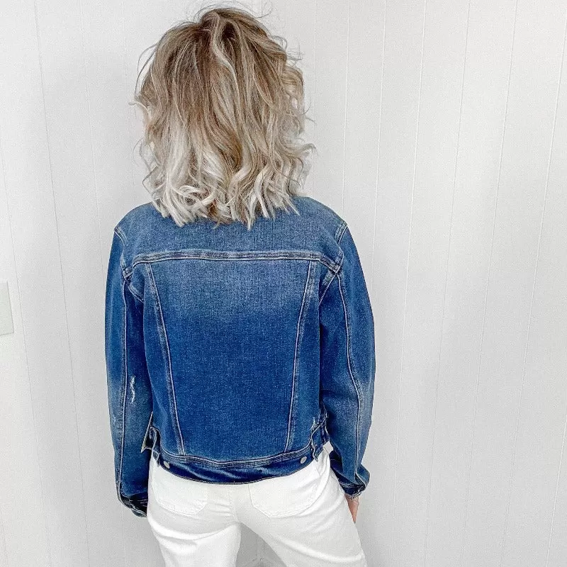 Judy Blue Distressed Classic Denim Jacket