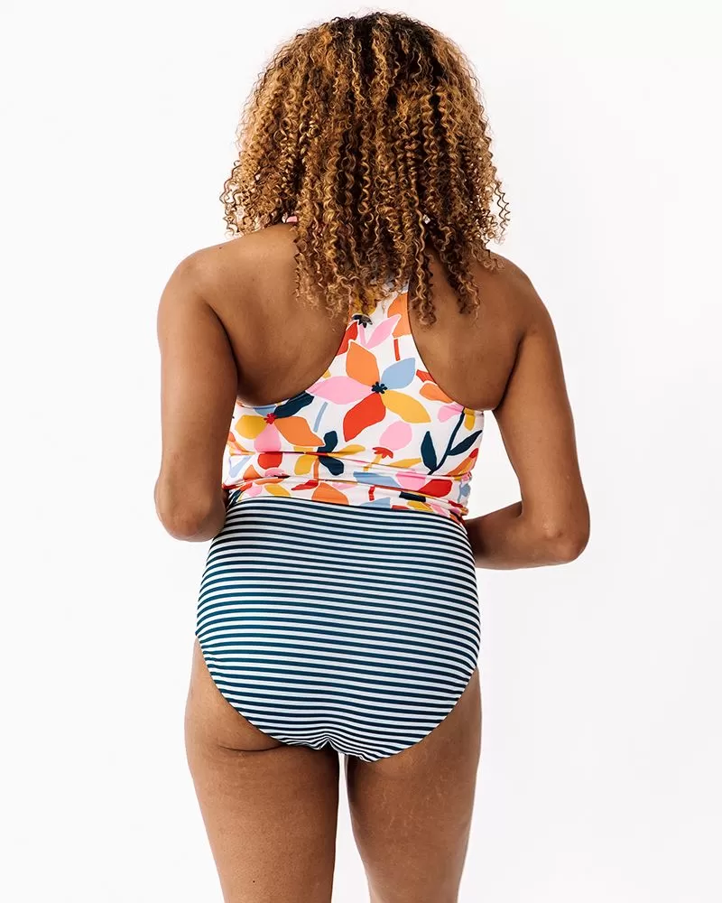 June Floral/Indigo Stripe Reversible Ultra High-Waist Bottom