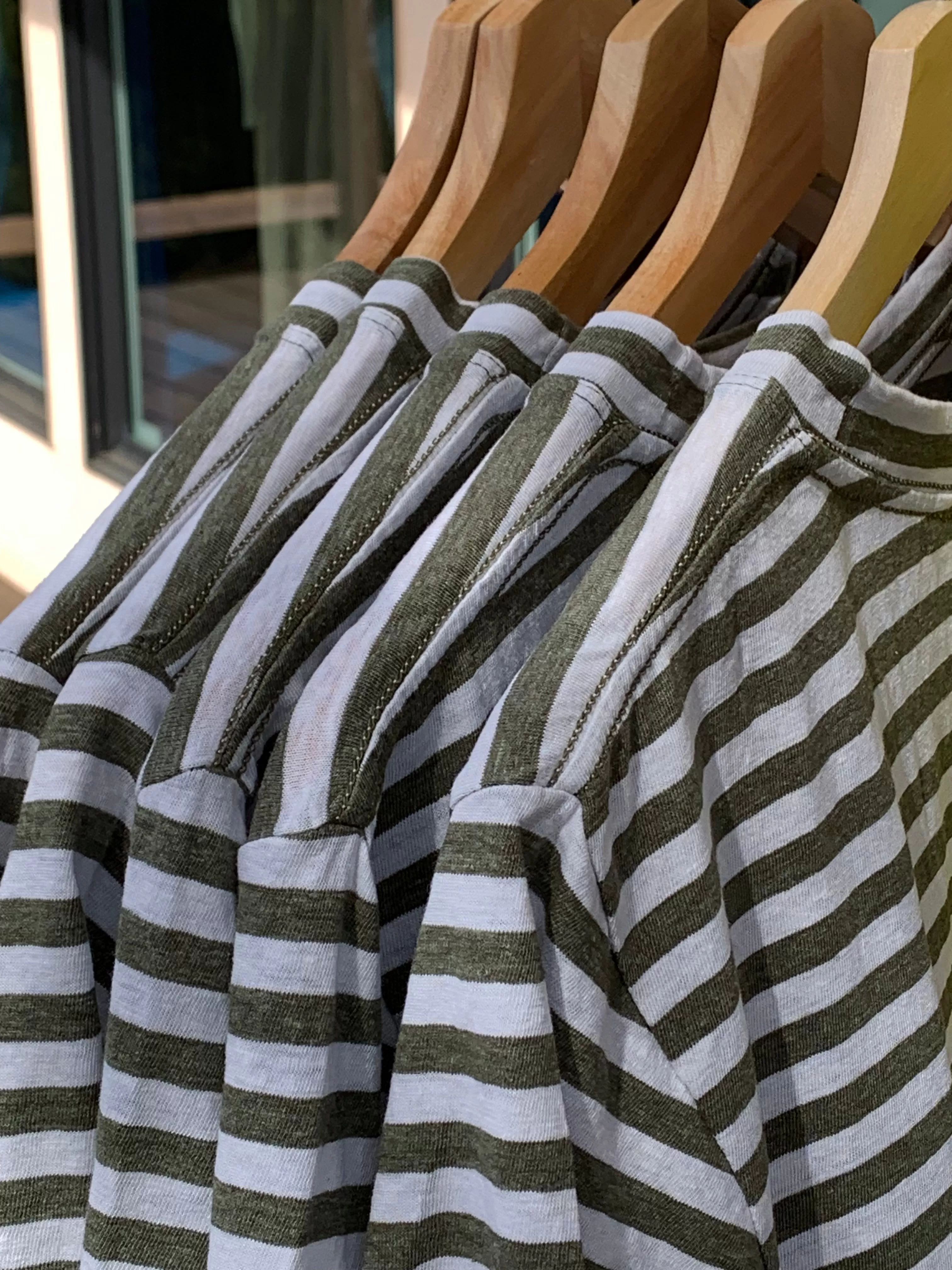 Jungmaven Jung Tee - Olive & White Stripe